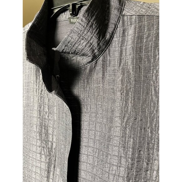 Eileen Fisher Womens Mandarin Collar Textured Zip Jacket Size M Gray Relaxed Fit - Picture 7 of 9